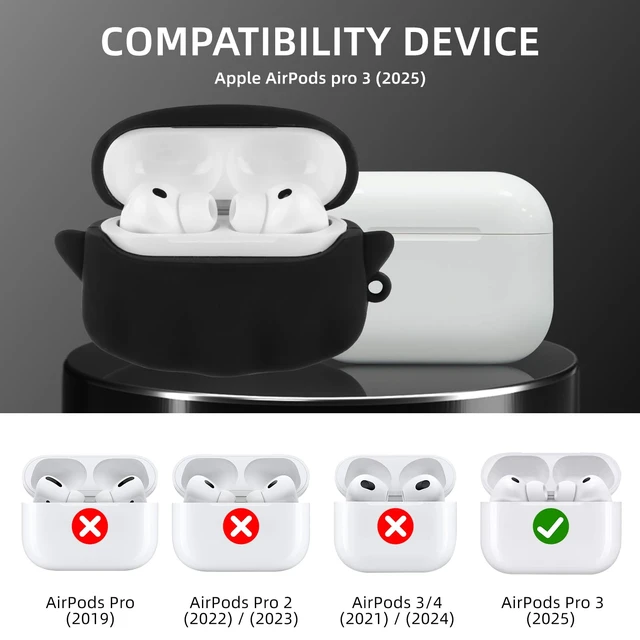 Alt view image 2 of 7 - for AirPods Pro 3 Case with Cleaner kit, Anime Ghost Design, Black Soft Silicone, Glow in the Dark, Cute Funny Case for Apple AirPods Pro 3rd Generation Cover for Men, for Women