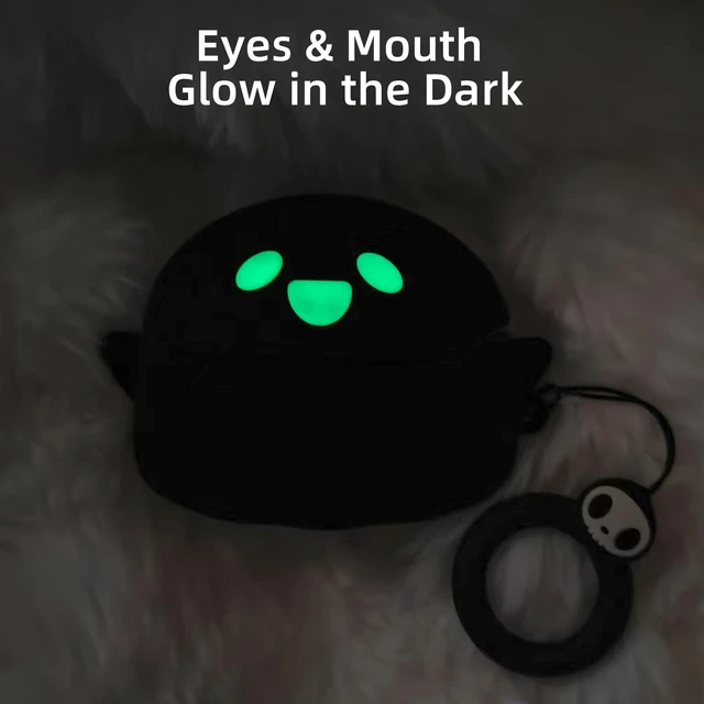 Alt view image 3 of 7 - for AirPods Pro 3 Case with Cleaner kit, Anime Ghost Design, Black Soft Silicone, Glow in the Dark, Cute Funny Case for Apple AirPods Pro 3rd Generation Cover for Men, for Women