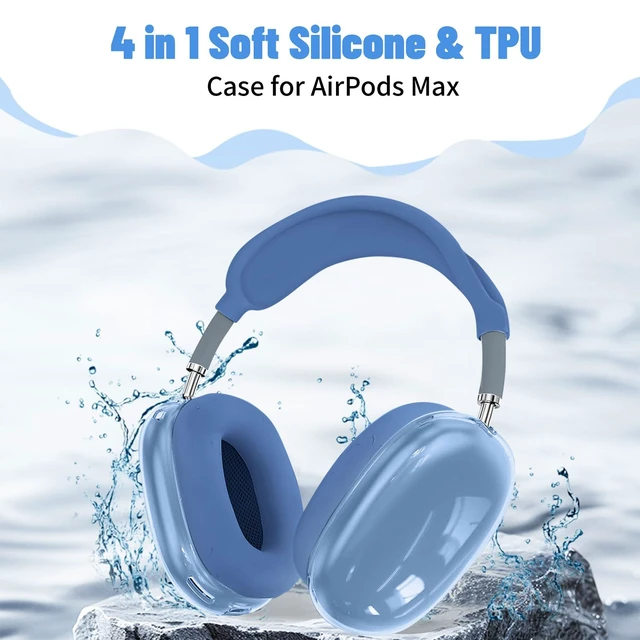 Alt view image 2 of 7 - 4 in 1Silicone Case Cover for AirPods Max Headphones,Clear TPU Ear Cups Cover+Ear Pads Case+ Headband Covers, Transparent Silicone Accessories for Apple AirPods Max Case (2020 Lightning/2024 USB-C)