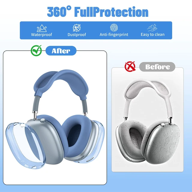 Alt view image 3 of 7 - 4 in 1Silicone Case Cover for AirPods Max Headphones,Clear TPU Ear Cups Cover+Ear Pads Case+ Headband Covers, Transparent Silicone Accessories for Apple AirPods Max Case (2020 Lightning/2024 USB-C)