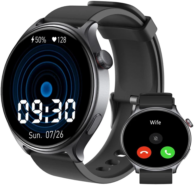 Main image of Smart Watch for Women Android - 2025 Best Waterproof Men Fitness Watches (Answer/Make Calls),Heart Rate,Sleep,Pressure,Steps Monitor,Compatible with Android & iOS,100+ Sports Trackers (Black)