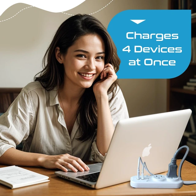 Alt view image 5 of 7 - Travel Power Strip - Small & Compact - Surge Protector - Grounded USB + Type C - 2 USA Outlets Input - Plugs for Europe, Asia, China, USA, South America