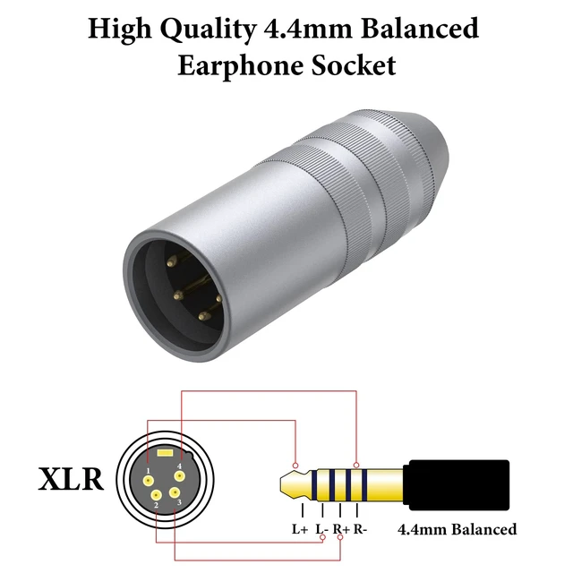 Alt view image 4 of 6 - XLR 4Pin to 4.4mm Balanced Adapter, Aluminum Alloy Pure Copper Durable Design High Fidelity Conversion Audio Plug, Compatible with Players, Amplifiers, Microphones Headphones