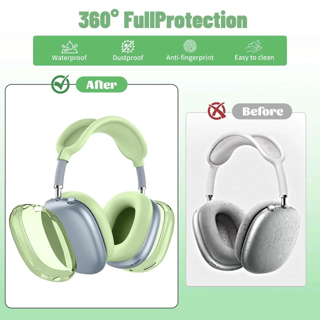 Alt view image 3 of 7 - 4 in 1Silicone Case Cover for AirPods Max Headphones,Clear TPU Ear Cups Cover+Ear Pads Case+ Headband Covers, Transparent Silicone Accessories for Apple AirPods Max Case (2020 Lightning/2024 USB-C)