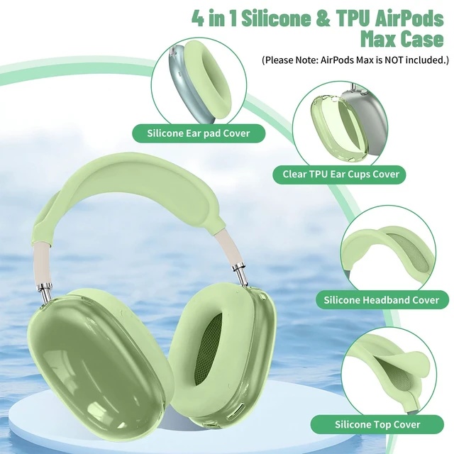 Alt view image 6 of 7 - 4 in 1Silicone Case Cover for AirPods Max Headphones,Clear TPU Ear Cups Cover+Ear Pads Case+ Headband Covers, Transparent Silicone Accessories for Apple AirPods Max Case (2020 Lightning/2024 USB-C)