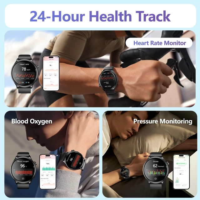 Alt view image 3 of 7 - Smart Watch for Women Android - 2025 Best Waterproof Men Fitness Watches (Answer/Make Calls),Heart Rate,Sleep,Pressure,Steps Monitor,Compatible with Android & iOS,100+ Sports Trackers (Black)