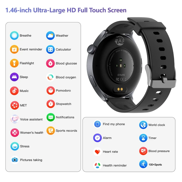Alt view image 5 of 7 - Smart Watch for Women Android - 2025 Best Waterproof Men Fitness Watches (Answer/Make Calls),Heart Rate,Sleep,Pressure,Steps Monitor,Compatible with Android & iOS,100+ Sports Trackers (Black)