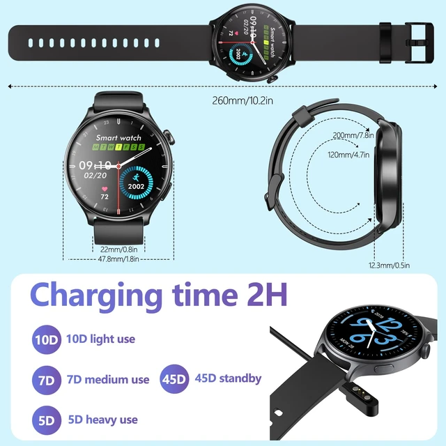 Alt view image 6 of 7 - Smart Watch for Women Android - 2025 Best Waterproof Men Fitness Watches (Answer/Make Calls),Heart Rate,Sleep,Pressure,Steps Monitor,Compatible with Android & iOS,100+ Sports Trackers (Black)