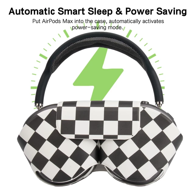 Alt view image 2 of 6 - Smart Case Holder for AirPods Max - Sleep Mode Compatible, Anti-Dust and Scrapes, Replacement AirPods Max Headphone Sleeve Cover Cute Printed Leather Stock Case (Shepherd Check)