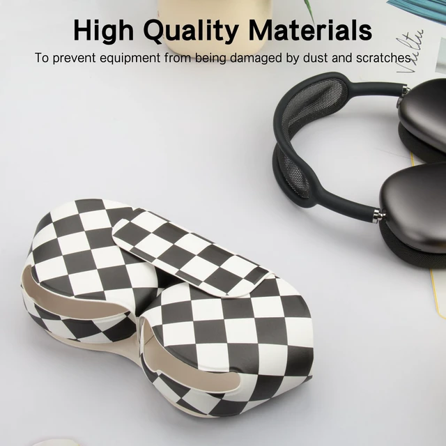 Alt view image 6 of 6 - Smart Case Holder for AirPods Max - Sleep Mode Compatible, Anti-Dust and Scrapes, Replacement AirPods Max Headphone Sleeve Cover Cute Printed Leather Stock Case (Shepherd Check)