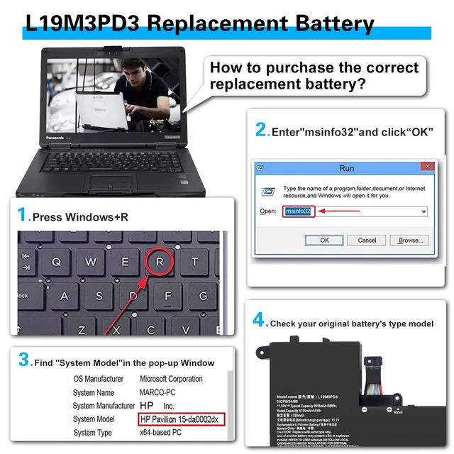 Alt view image 5 of 7 - L19M3PD3 Laptop Battery Replacement for Lenovo Ideapad S540-13API S540-13ARE S540-13IML S540-13ITL Series 5B10W67393 5B10V2776 L19L3PD3 5B10V27763 5B10W67413 56Wh