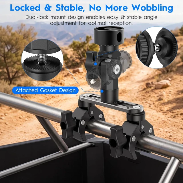 Alt view image 5 of 7 - Starlink Mini/V5 2 C-Clamp Mount, Fits RV/Boat Poles 360 swivel Pipe Adapter Mount with 8" Arm, Heavy-Duty, Pole Mount for RV/Pole/Yacht/Camper/Guardrails