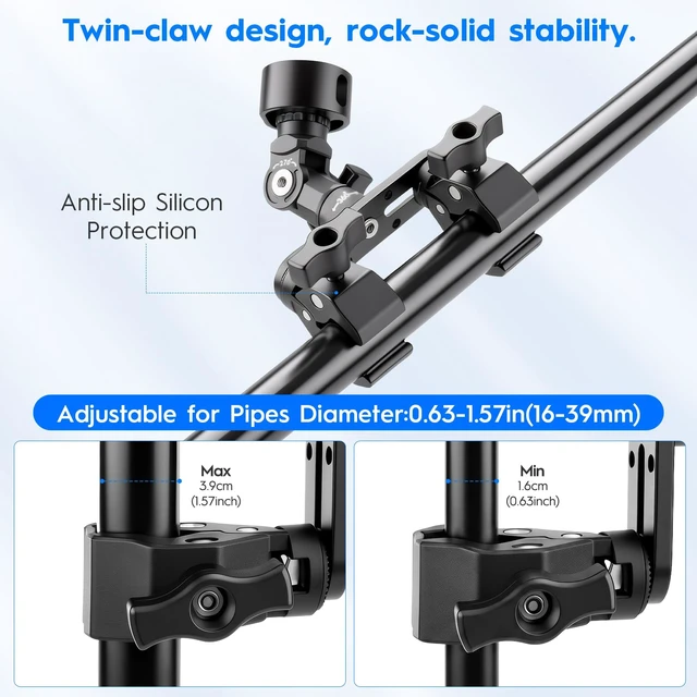 Alt view image 4 of 7 - Starlink Mini/V5 2 C-Clamp Mount, Fits RV/Boat Poles 360 swivel Pipe Adapter Mount with 8" Arm, Heavy-Duty, Pole Mount for RV/Pole/Yacht/Camper/Guardrails