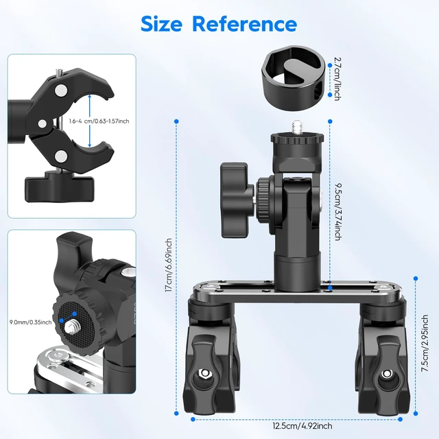 Alt view image 7 of 7 - Starlink Mini/V5 2 C-Clamp Mount, Fits RV/Boat Poles 360 swivel Pipe Adapter Mount with 8" Arm, Heavy-Duty, Pole Mount for RV/Pole/Yacht/Camper/Guardrails