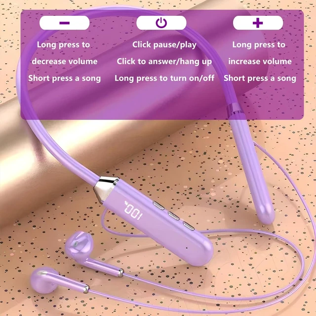 Alt view image 7 of 7 - Neck mounted bluetooth earphones,wireless bluetooth headset communication accessories for mobile phones,8hour battery life,digital display,anti fall stability,sports,games,music (Modern, dark green)