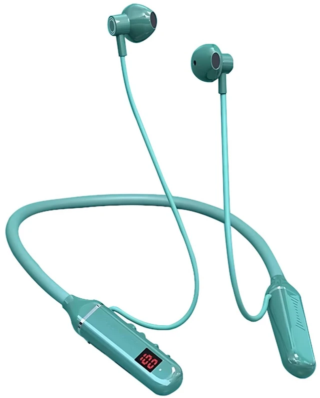 Main image of Neck mounted bluetooth earphones,wireless bluetooth headset communication accessories for mobile phones,8hour battery life,digital display,anti fall stability,sports,games,music (Modern, dark green)