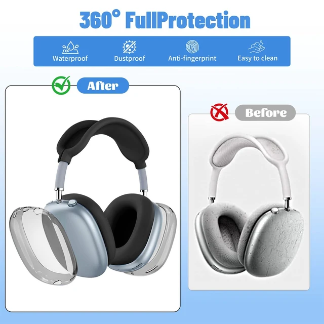 Alt view image 3 of 7 - 4 in 1Silicone Case Cover for AirPods Max Headphones,Clear TPU Ear Cups Cover+Ear Pads Case+ Headband Covers, Transparent Silicone Accessories for Apple AirPods Max Case (2020 Lightning/2024 USB-C)