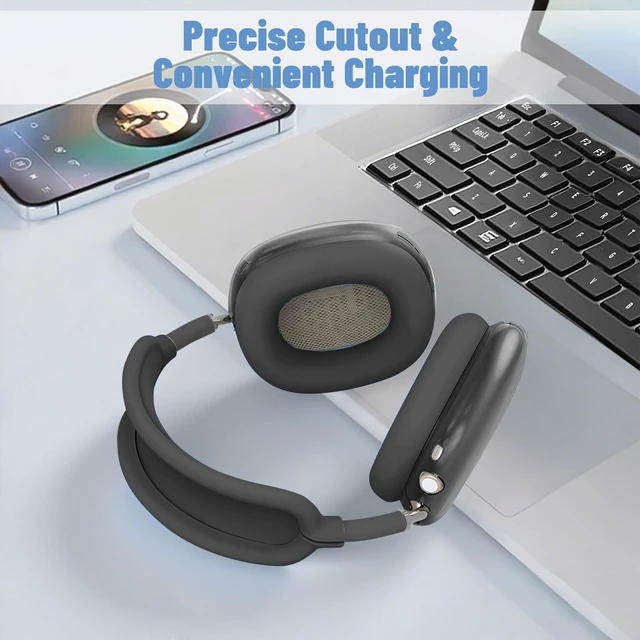 Alt view image 4 of 7 - 4 in 1Silicone Case Cover for AirPods Max Headphones,Clear TPU Ear Cups Cover+Ear Pads Case+ Headband Covers, Transparent Silicone Accessories for Apple AirPods Max Case (2020 Lightning/2024 USB-C)