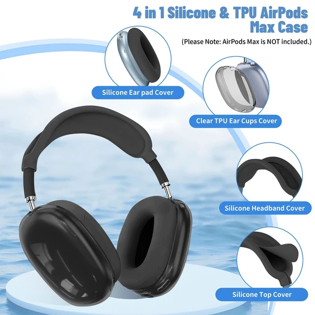 Alt view image 6 of 7 - 4 in 1Silicone Case Cover for AirPods Max Headphones,Clear TPU Ear Cups Cover+Ear Pads Case+ Headband Covers, Transparent Silicone Accessories for Apple AirPods Max Case (2020 Lightning/2024 USB-C)