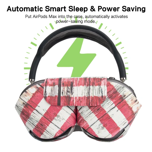 Alt view image 3 of 7 - Smart Case Holder for AirPods Max - Sleep Mode Compatible, Anti-Dust and Scrapes, Replacement AirPods Max Headphone Sleeve Cover Cute Printed Leather Stock Case (Stars and Stripes)