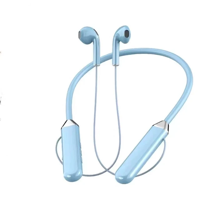 Alt view image 2 of 7 - Neck mounted Bluetooth earphones, wireless communication accessories for mobile phones, 8-hour battery life, digital display, anti fall stability, sports, running, games, music (Modern, sky blue)