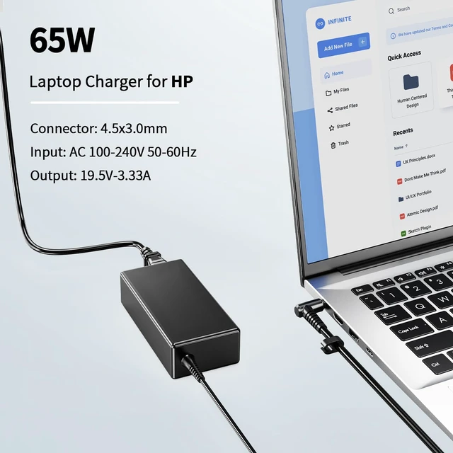 Alt view image 4 of 6 - 19.5V 65W Charger Fit for HP Stream ProBook EliteBook Pavilion Adapter