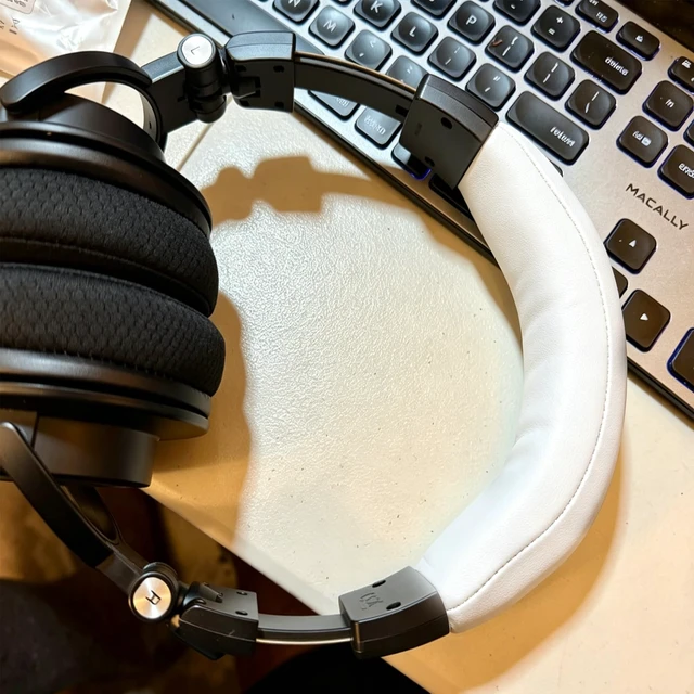 Alt view image 4 of 7 - Headband Cover for ATH M50X - Protein Leather White for Audio Technica M50, M50X, M50XWH, M50XBT, M50XBT2, M50S/LE Headphones