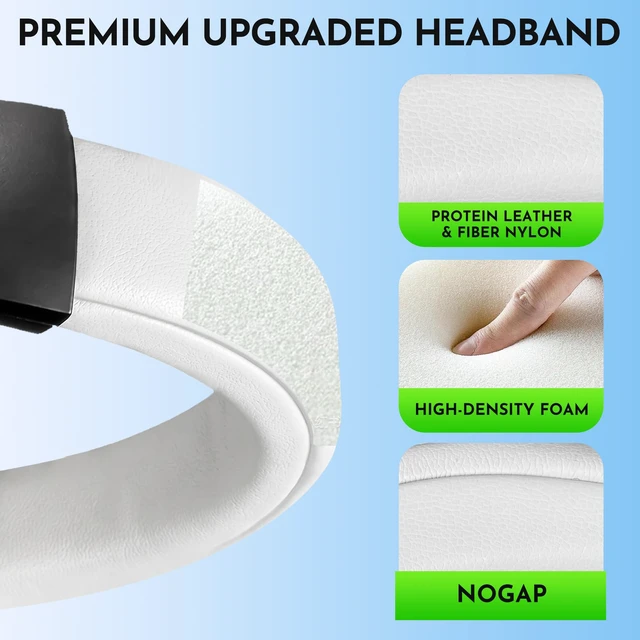 Alt view image 7 of 7 - Headband Cover for ATH M50X - Protein Leather White for Audio Technica M50, M50X, M50XWH, M50XBT, M50XBT2, M50S/LE Headphones