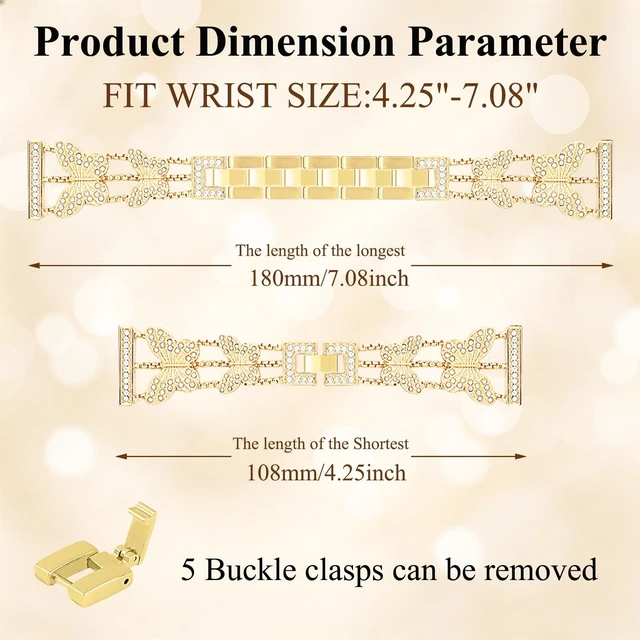 Alt view image 5 of 7 - 18mm Bling Watch Bands for Garmin Venu 2s Venu 3s Venu 4 (41mm) Vivoactive 4s Vivoactive 3s Forerunner 255S / 255S Music Forerunner 265S, Diamond Watch Bands for Garmin Watch for Women