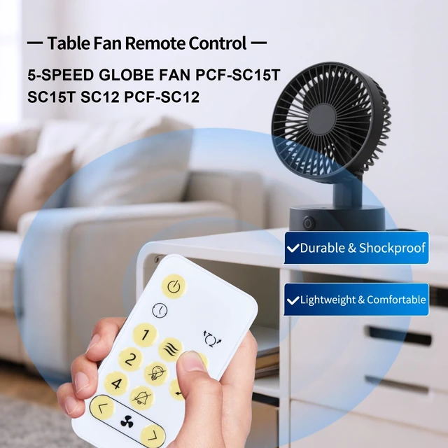 Alt view image 2 of 7 - New Fan Replacement Remote Control Compatible with Woozoo 5-Speed Globe Fan 2024 Model 2354207 PCF-SC15T-CT
