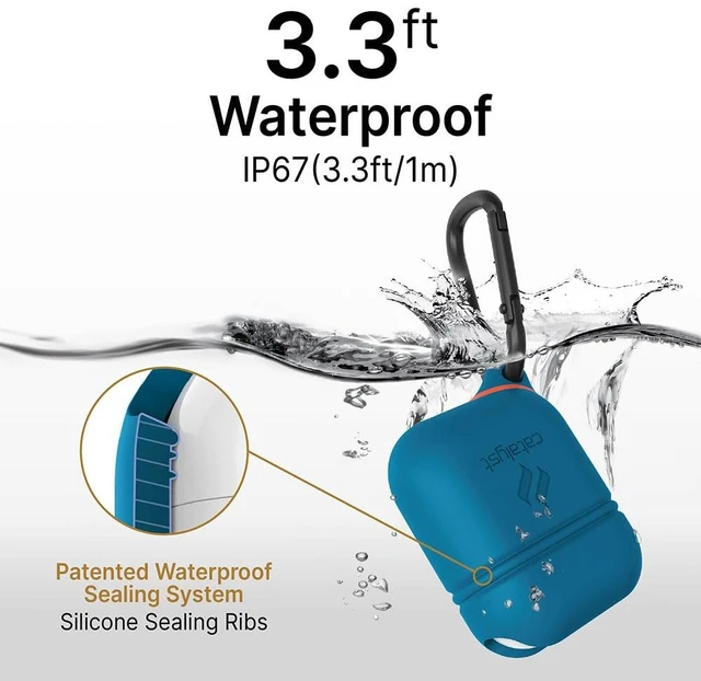 Alt view image 4 of 7 - Waterproof Case for AirPods 2nd Generation and AirPods 1st Generation - Wireless and USB-C Charging High Drop Protection AirPod Gen 2 and Gen 1 Case with Carabiner, One Piece Design