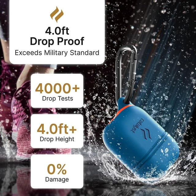 Alt view image 3 of 7 - Waterproof Case for AirPods 2nd Generation and AirPods 1st Generation - Wireless and USB-C Charging High Drop Protection AirPod Gen 2 and Gen 1 Case with Carabiner, One Piece Design
