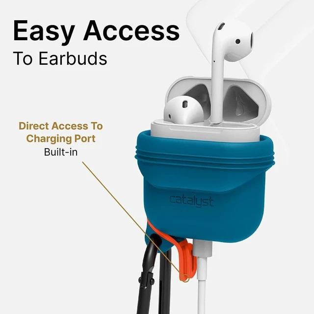 Alt view image 6 of 7 - Waterproof Case for AirPods 2nd Generation and AirPods 1st Generation - Wireless and USB-C Charging High Drop Protection AirPod Gen 2 and Gen 1 Case with Carabiner, One Piece Design