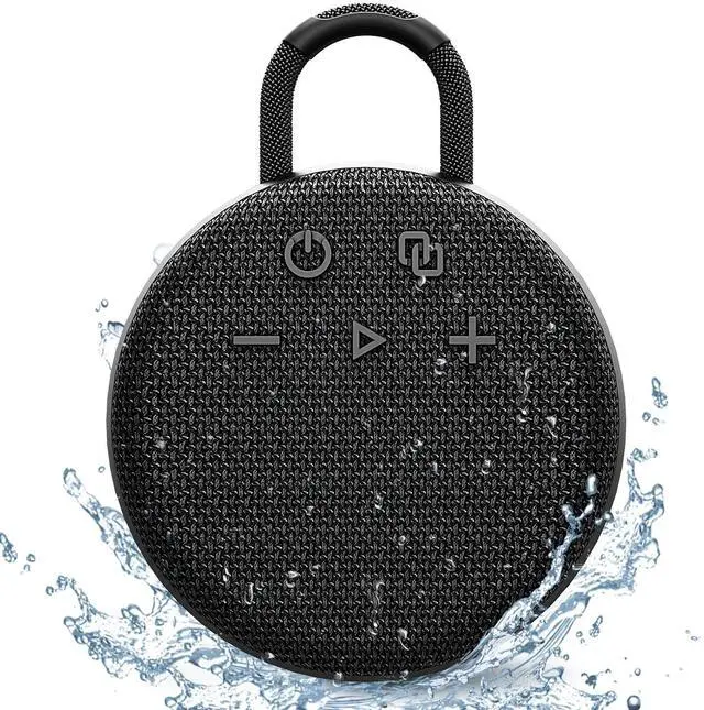 Main image of Mini Bluetooth Speaker Bluetooth 5.3 with 6956C Chipset, IPX7 Waterproof, Rubberized Shell, Clip-On Lanyard, Ultra-Portable for Shower, Pool, Teens, Backpack, Gifts (Black)