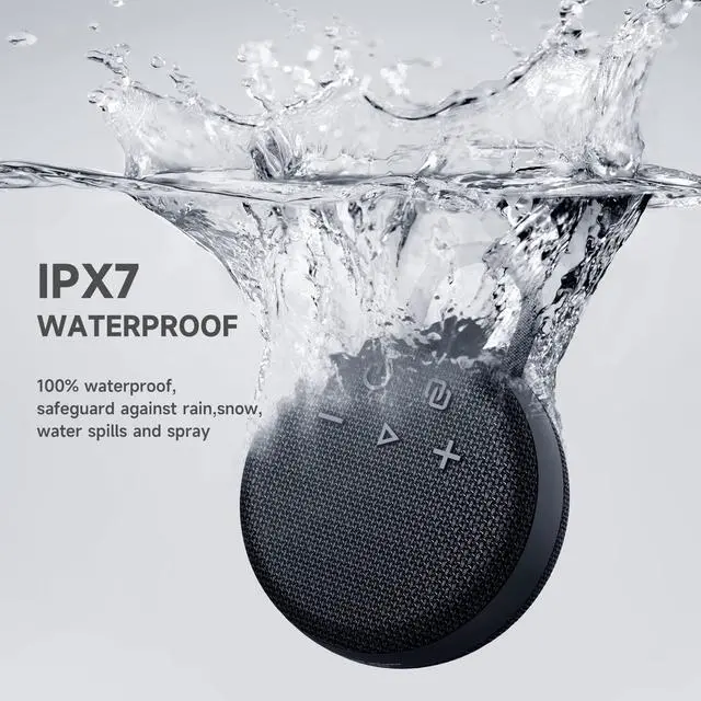 Alt view image 2 of 6 - Mini Bluetooth Speaker Bluetooth 5.3 with 6956C Chipset, IPX7 Waterproof, Rubberized Shell, Clip-On Lanyard, Ultra-Portable for Shower, Pool, Teens, Backpack, Gifts (Black)
