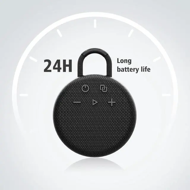 Alt view image 4 of 6 - Mini Bluetooth Speaker Bluetooth 5.3 with 6956C Chipset, IPX7 Waterproof, Rubberized Shell, Clip-On Lanyard, Ultra-Portable for Shower, Pool, Teens, Backpack, Gifts (Black)