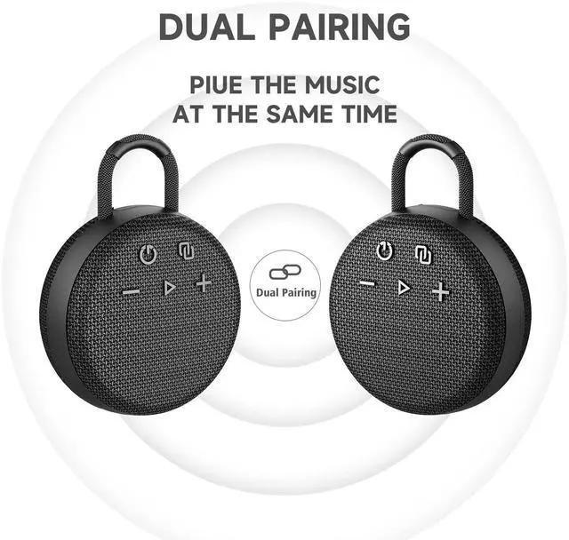 Alt view image 5 of 6 - Mini Bluetooth Speaker Bluetooth 5.3 with 6956C Chipset, IPX7 Waterproof, Rubberized Shell, Clip-On Lanyard, Ultra-Portable for Shower, Pool, Teens, Backpack, Gifts (Black)