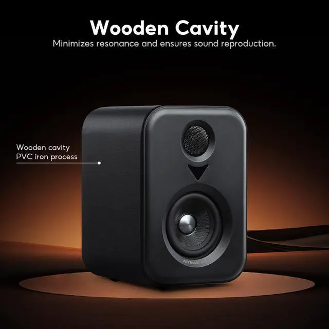 Alt view image 5 of 6 - S400 80 Watt 2.0 Channel Home Audio Active Bookshelf Speakers | Sub Out, TPA3118 Amp Chip, Bluetooth/Optical/RCA/USB Input for TV, Treble & Bass Tone with Remote