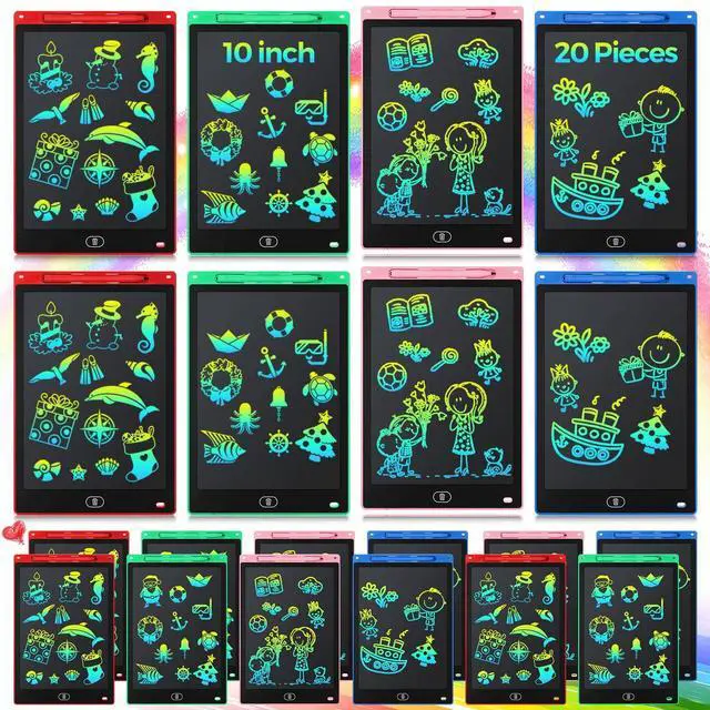 Main image of 20 Pcs LCD Writing Tablet for Kids 10 Inch Electronic Doodle Board Colorful Screen Doodle Board Erasable Pad Drawing Pad for Kids Toddler 6 Years Old Educational Learning Toy (Black Screen)