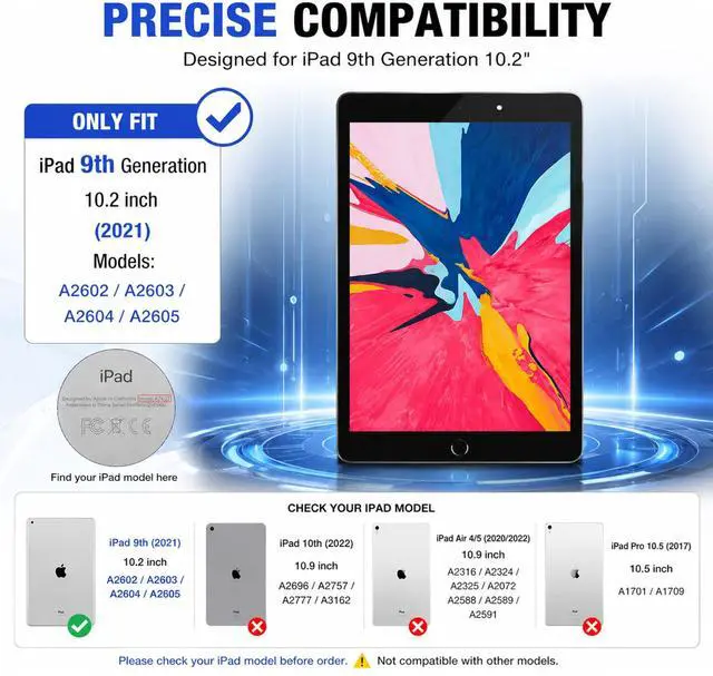 Alt view image 2 of 6 - for iPad 9th Generation (9 Gen) Touch Glass Screen Repair Replacement Kit | (No LCD) 2021 10.2" Digitizer A2602 A2603 A2604 A2605, Pre-installed Home Button, Adhesive Seal, Protector, Required Tools
