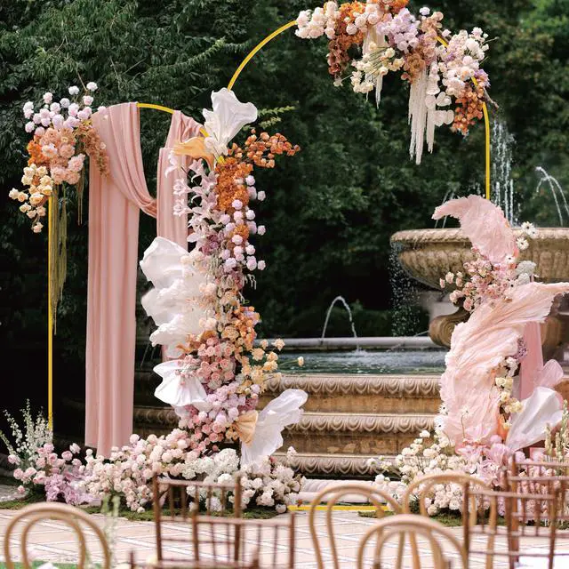 Alt view image 3 of 6 - Wedding Arch Backdrop Stand 7.2FT,6FT Gold Metal Arch Stand Set | Metal Arch Backdrop Stand Set of 2 Balloon Arch Frame for Wedding Ceremony Birthday Party Bridal Baby Shower Decor