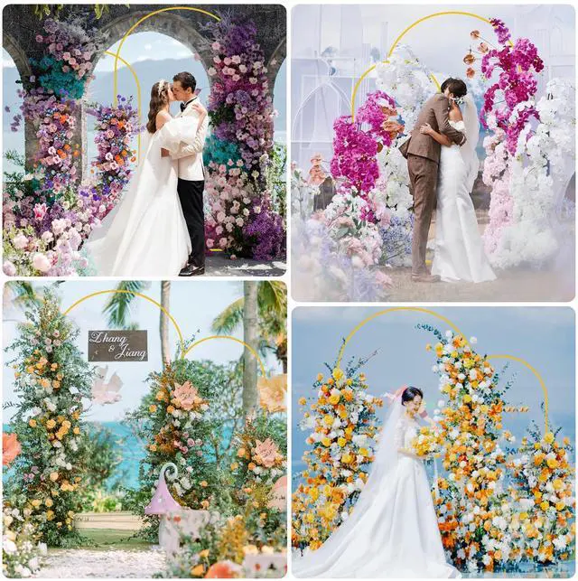 Alt view image 6 of 6 - Wedding Arch Backdrop Stand 7.2FT,6FT Gold Metal Arch Stand Set | Metal Arch Backdrop Stand Set of 2 Balloon Arch Frame for Wedding Ceremony Birthday Party Bridal Baby Shower Decor