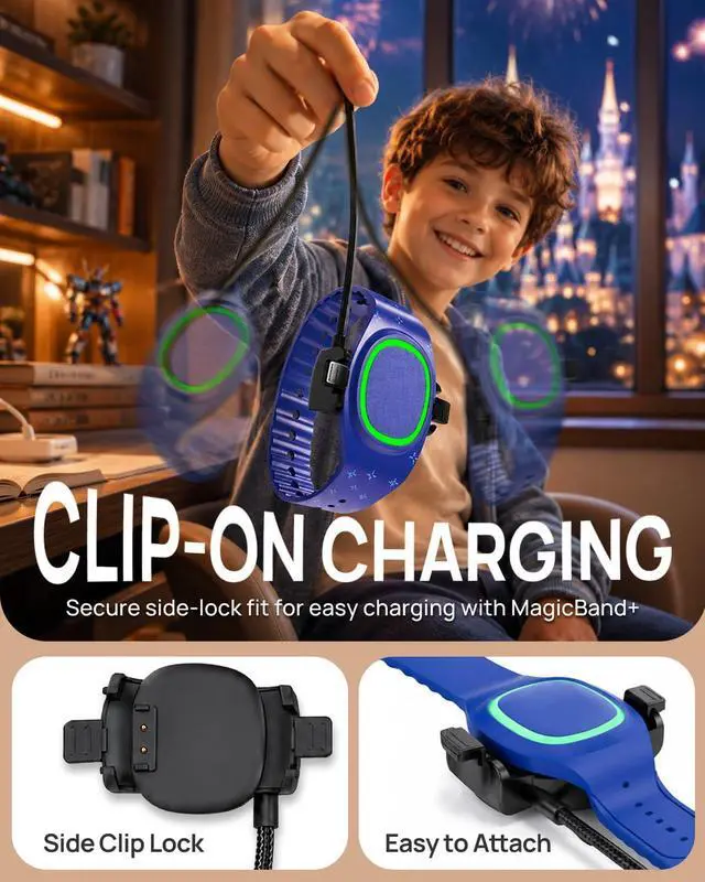Alt view image 4 of 6 - Compatible with MagicBand+ Charger 3-in-1, 2ft Nylon-Braided USB-C and USB-A Triple Charging Cable with 3 Charging Heads, Replacement Travel Charger for Disney-MagicBand Plus