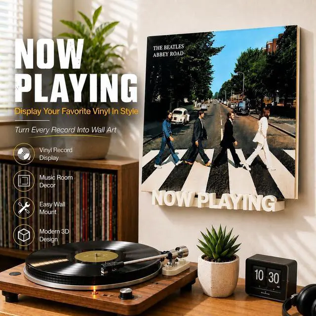 Alt view image 2 of 6 - Now Playing Vinyl Record Stand Wall Mount,Record Display Stand for Vinyl Records and LP Record Floating Shelves Record Storage Holder(Lvory)