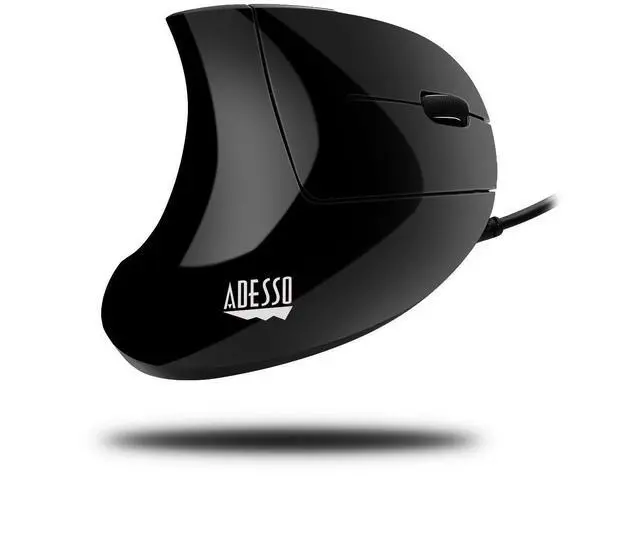 Alt view image 3 of 6 - Wired Vertical Ergonomic Illuminated Optical USB Mouse, Black | 6-Button, Right Hand Orientation