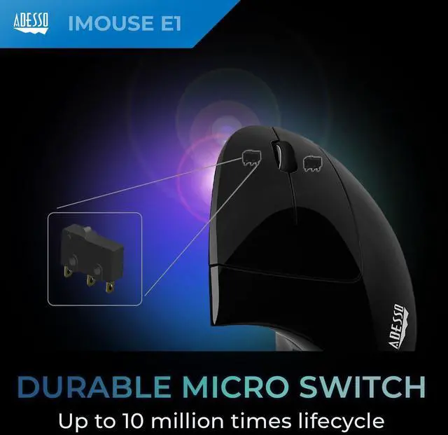 Alt view image 5 of 6 - Wired Vertical Ergonomic Illuminated Optical USB Mouse, Black | 6-Button, Right Hand Orientation