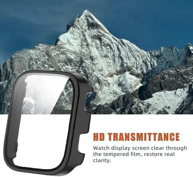 Alt view image 6 of 6 - Compatible for Amazfit Bip Max Case, Hard PC Case with Tempered Glass Screen Protector Compatible with Amazfit Bip Max 50mm Smartwatch, 2.07" (Black+Black)