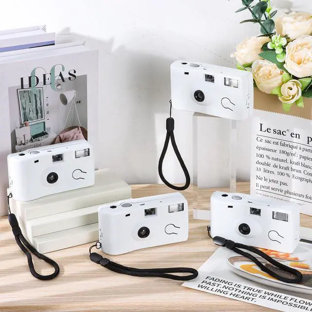 Alt view image 2 of 6 - 10 Pcs Disposable Cameras Bulk with Flash White Single-Use Film Cameras Set | Deluxe White Single-Use Film Cameras Set, Include 35mm iSO 400 Film, 17 Photos, Natural Color Canvas Bag
