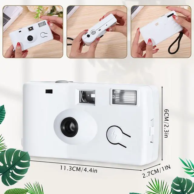 Alt view image 4 of 6 - 10 Pcs Disposable Cameras Bulk with Flash White Single-Use Film Cameras Set | Deluxe White Single-Use Film Cameras Set, Include 35mm iSO 400 Film, 17 Photos, Natural Color Canvas Bag