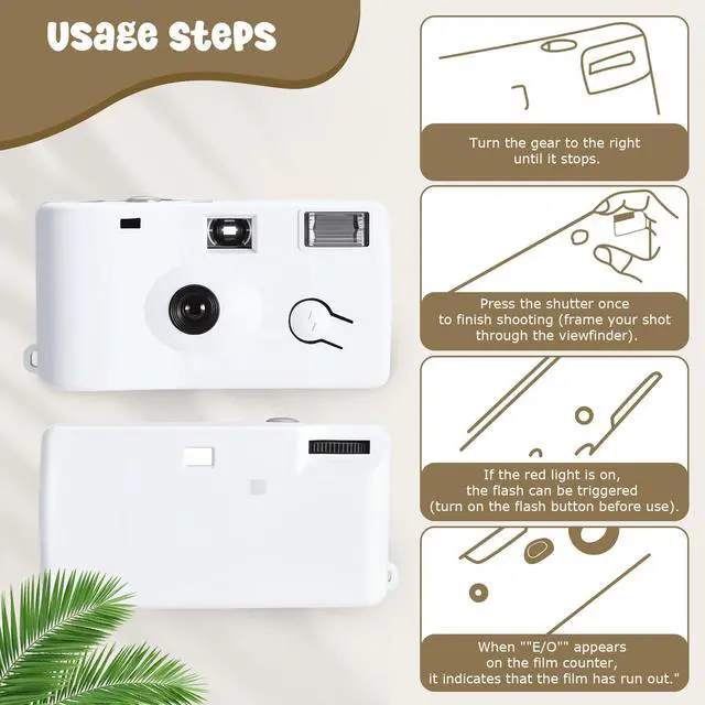 Alt view image 5 of 6 - 10 Pcs Disposable Cameras Bulk with Flash White Single-Use Film Cameras Set | Deluxe White Single-Use Film Cameras Set, Include 35mm iSO 400 Film, 17 Photos, Natural Color Canvas Bag